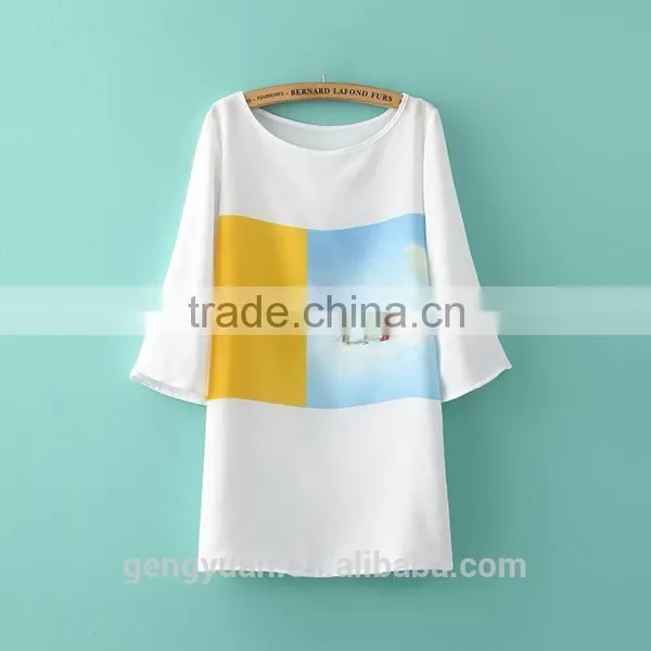 Custom Picture of Children Casual Dress Knee Length Short Chiffon Cocktail Dresses Maternity Blouse