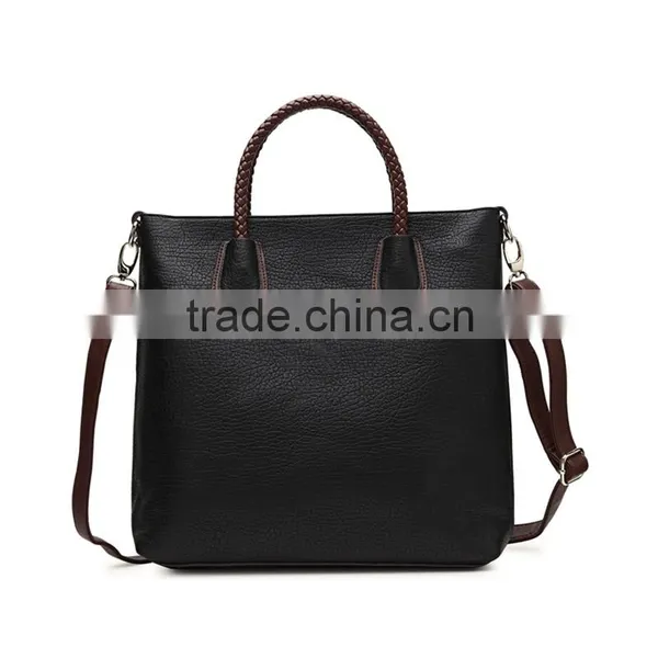 Vintage Black PU Leather Bucket Handbags Wholesale Fashion Ladies Handbag