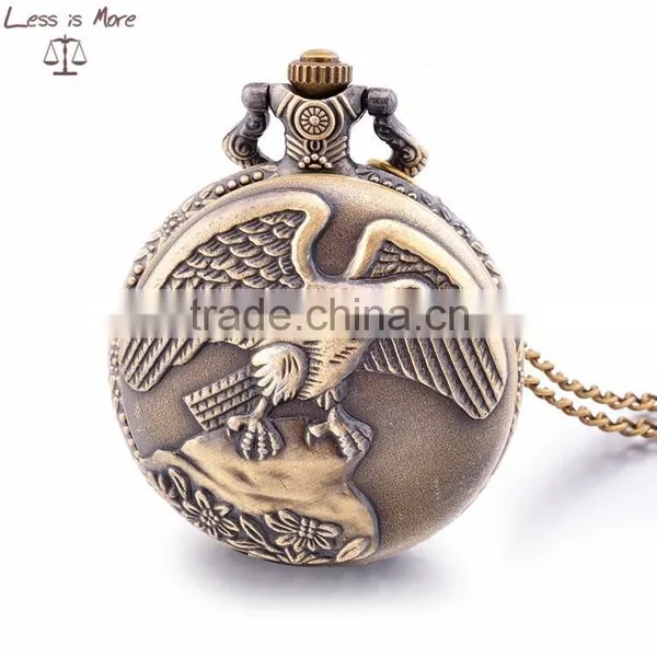 Special Designed Promotion Pocket Watch, US Hawk Alloy Clock Pocket Watch Necklace