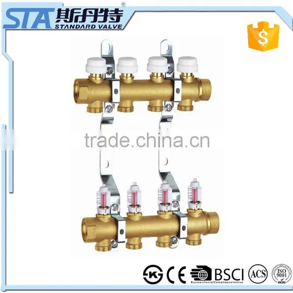 ART.5006 Wholesale Forged CW617n Material Central Underfloor Heating System Brass Manifold Accessories Flow Meter Manifold photo-5