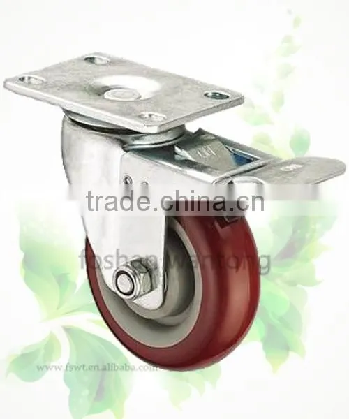 Black Stent Medium Duty Polyurethane Fixed Hardware Caster Wheel photo-3