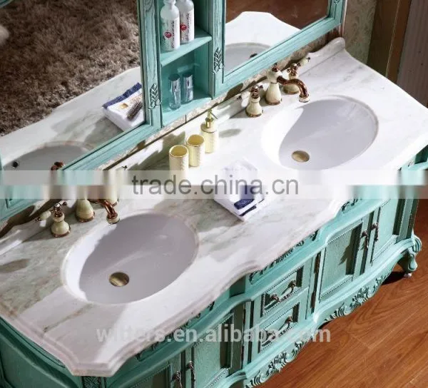 Turkish Style Furniture Baroque Bathroom Cabinet Solid Wood With Double Mirrors WTS801 photo-3