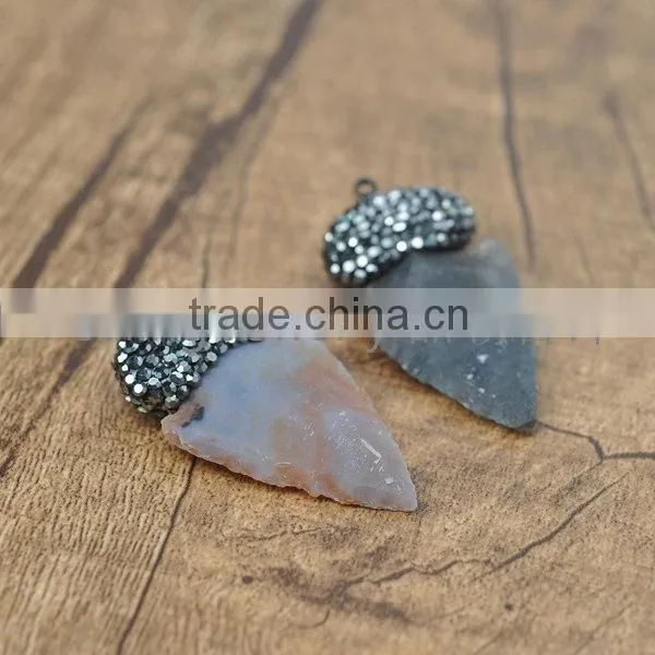 China Direct Gemstone Jewelry Natural Madagascar Agate Handmade Clay Glue Crystal Pendant photo-6