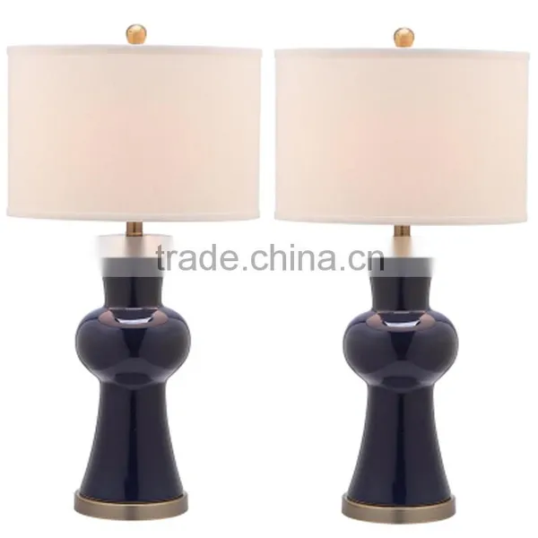 Hot Selling Metal Base Ceramic Body With Fabric Lampshade Modern Desk Lamp Bedroom Living Room Dining Room Table Lamp photo-2