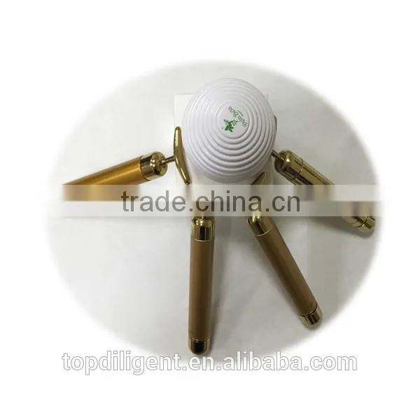 T Shape Strong Vibration Face Lift 24k Gold Beauty Roller photo-4