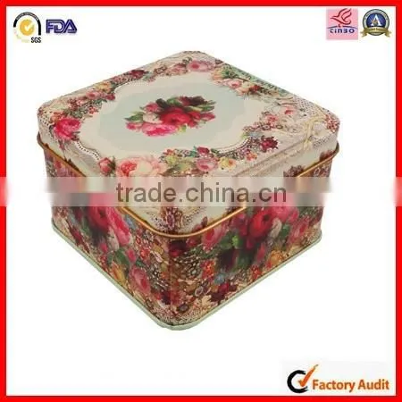 Popular Square Glossy Empty Metal Cookie Tin photo-4