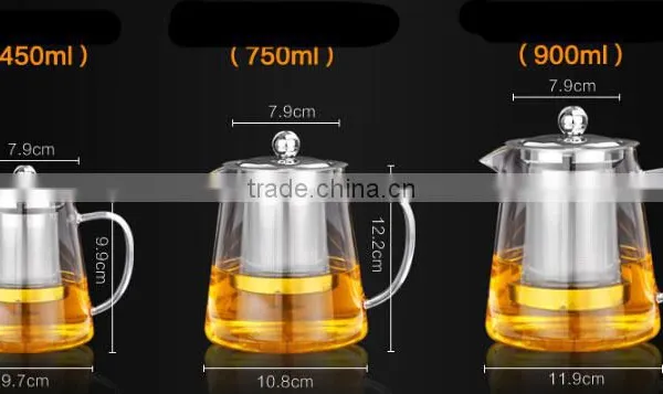 Hand Blown Glass Teapot Stainless Steel Infuser & Glass Lid Teapot Kettle Coffee photo-5