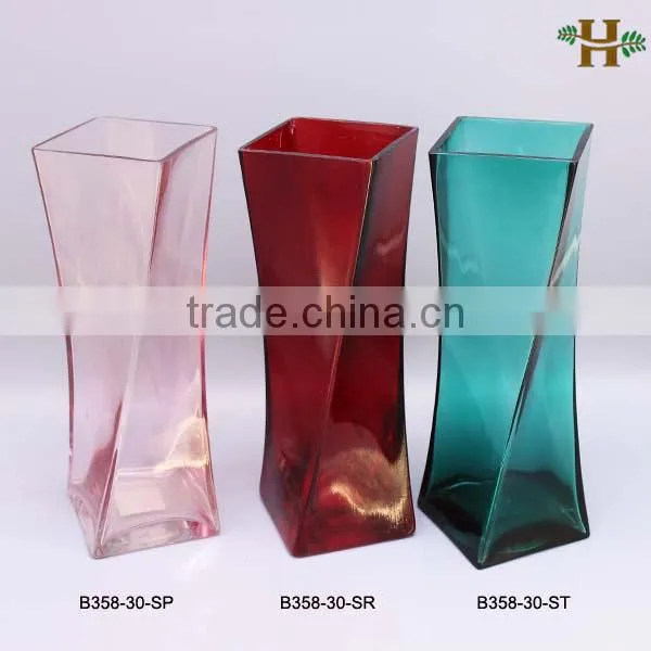 Hebei Factory Handmade Mouth Blown Square Glass Vase photo-2