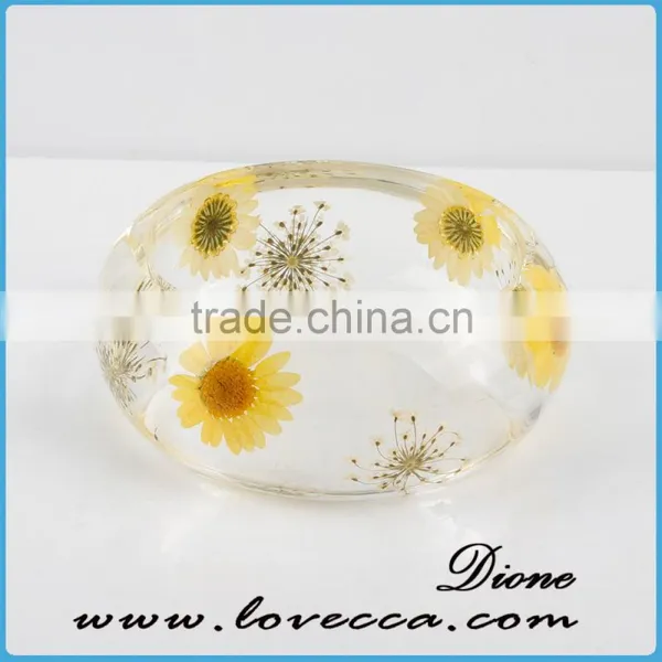 Pressed Dried Real Flowers Clear Bangle Women Resin Bracelet Flower photo-6