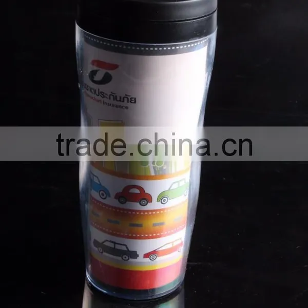 12oz Cheap Double Wall Travel Plastic Coffee Mug With Wall Paper photo-4
