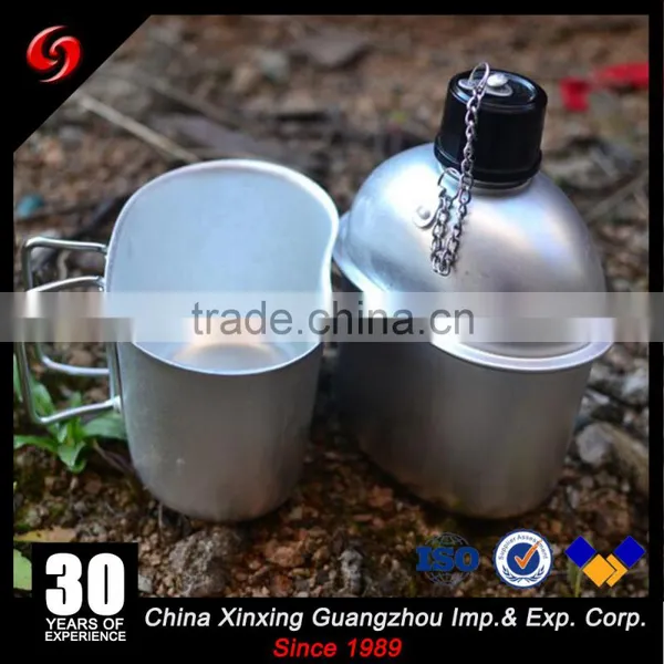 1L Aluminum Canteen Militaary Water Bottle With Cotton Canvas Carrier Bag photo-2