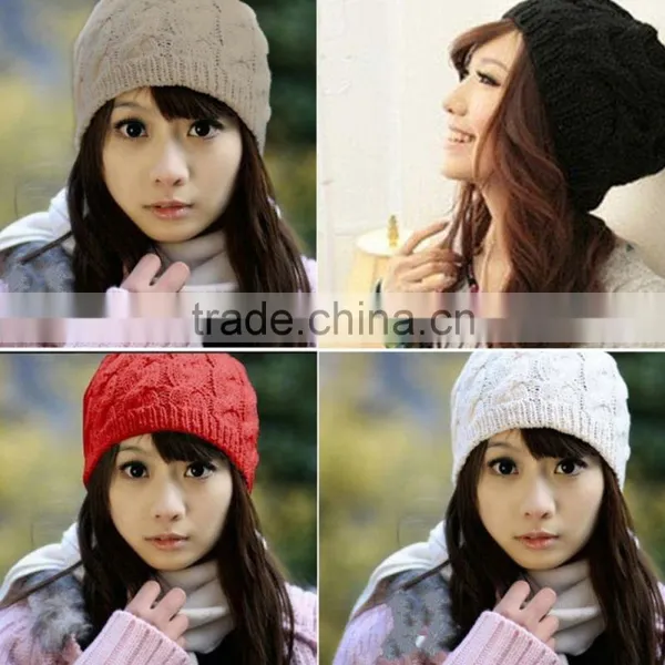 New Fashion Hat Women Warm Winter Beret Braided Beanie Crochet Knit Winter Hat Knitting Hat