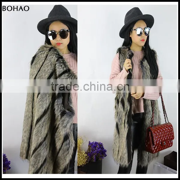 Women Dyed Colors Simple Design Faux Fur Long Gilet Vest photo-2
