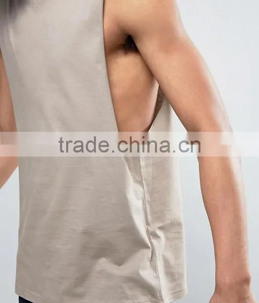 2017 High Quality New Design Summer Custom Brown Color Gym Wear Comfortable Cotton Polyester Fashion Men's Sport Tank Vest photo-3
