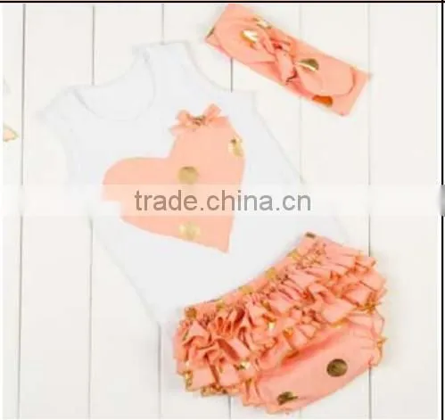 2016Gold Polka Dot Baby Outfits Top Quality Baby Clothes Baby Dresses photo-2
