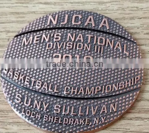 Custom Basketball Design Emblem Badge Charms Diy Metal Basketball Badge for Fans Souvenirs 2017