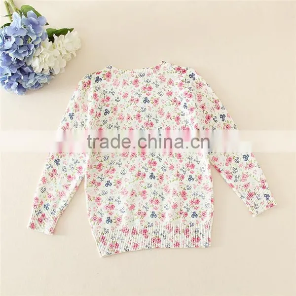 Princess Warm Fashion Pullovers Weave Knitting Pattern Round Neck Cute Flower Print Girls Kid Sweater photo-2