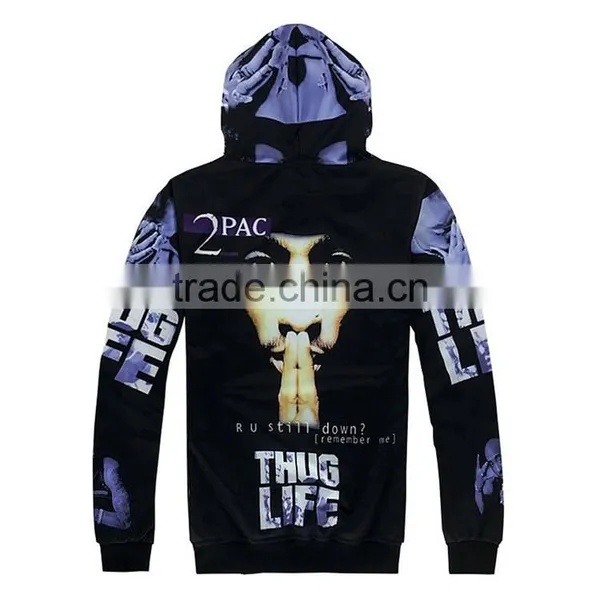 3D Print Cut And Sew Pullover Wholesale 100 Polyester Dry Fit Hoodie Printing Sublimation photo-2
