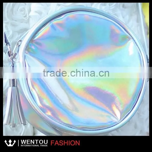 Woman Silver Holographic Round Shoulder Bag photo-4