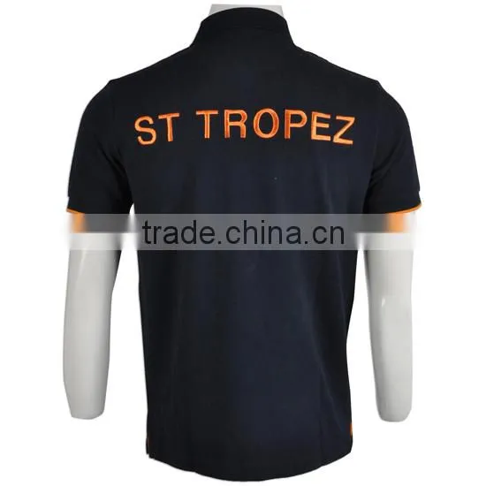 Men's Strip Polo T Shirt With Contrast Color Black Orange photo-3