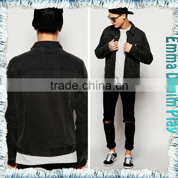 EMMA PRIVATE CUSTOMIZED MADE Fashion Designer Mens Black Denim Jackets Wholesale photo-2