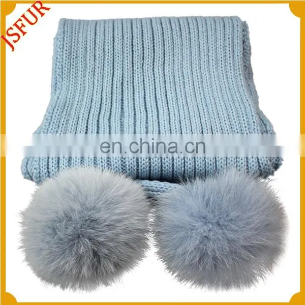 Fox Fur Pom Pom Winter Women Fur Scarf photo-4