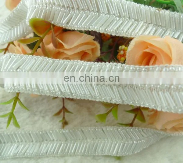 2015 Decorative White Beade Trim for Wedding Fancy Lace Trim for Garment photo-2