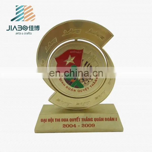 High Quality Custom Design UAE Country Logos Enamel Metal Trophy Cups Parts With Wooden Base photo-3