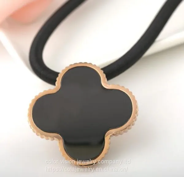 Women Jewelry Stainless Steel Four Leaf Clover Pendant Flower Necklace photo-2