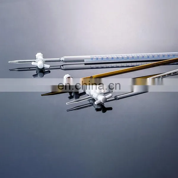 Customized 10ml 25ml 50ml 100ml Amber Glass Acid Base Burette With PTFE Stopcock photo-4