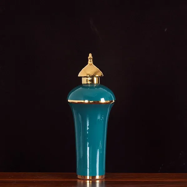 Retro Gild Fashion Light Luxury Orange Green Ceramic Flower Vase For Showroom Decor photo-5
