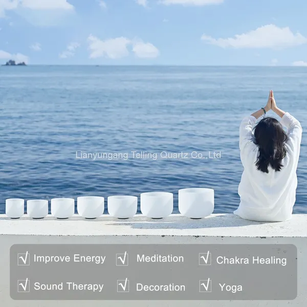 Meditation Therapy Chakra Root Note Quartz Bowl Frosted Quartz Glass Crucible Singing Bowl photo-4