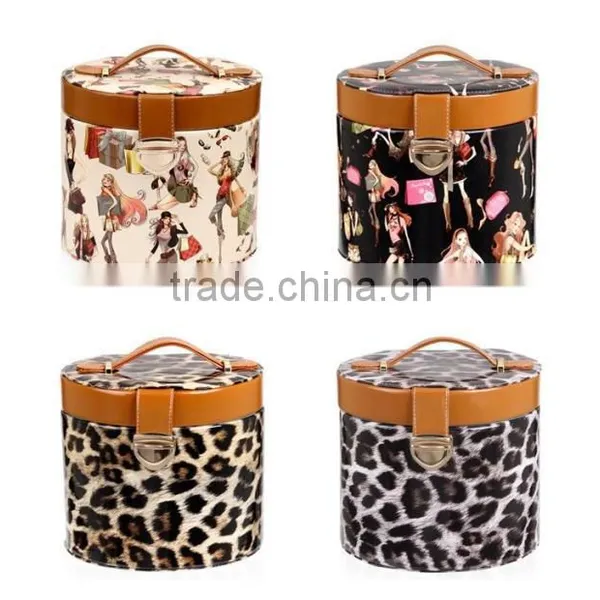 Printing Hard Leather Cosemtic Organizer Artist Train Case,leather Makeup Vanity Case,beauty Makeup Travel Carrying Case photo-2