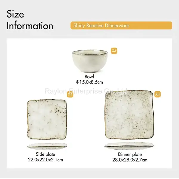 Square Shape Classic Reactive Dinner Set Wholesale