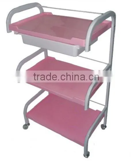 Convenience 3-layer Tool Car Hairdressing Plastic and Metal Shelf Salon Trolley Barber Shop Equipment photo-2
