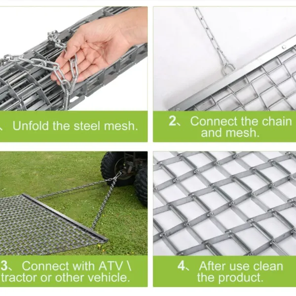 6ftx6ft Rollable Steel Drag Mat Expanded Mesh Square Holes for Golf Fairways Sand Traps Custom Cutting Welding Services Included photo-2