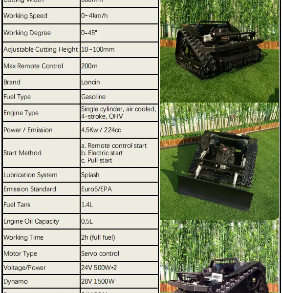 Household Industrial Cordless 4-Stroke 24V Radio Controlled Track Mowing Lawnmower and Snow Plow With Low Price photo-3