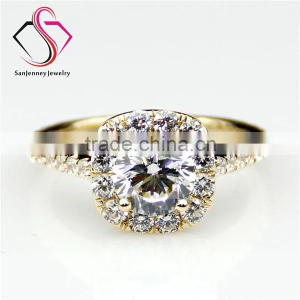 Round Brilliant Cut Moissanite 1CT 6.5mm Center Halo Style 14k 18k White Yellow Gold Diamond Engagement Ring
