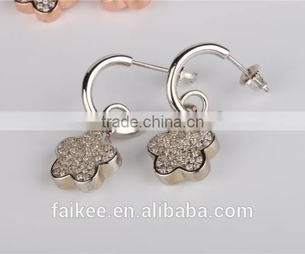 Wholesale Fashion Lady's Jewelry 925 Sterling Silver Earring Gold Plated Wax Micro Pave Setting Earring photo-5
