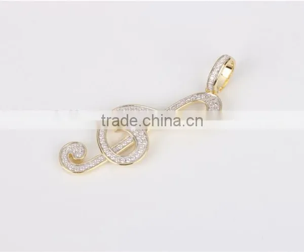 925 Silver Artificial Diamond Round Ring Pendant for Women Musical Notes Pendant photo-3