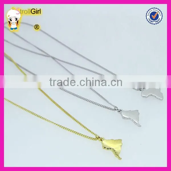 14K Gold Plated Silver Map Necklace, South America Map Pendant Necklace Wholesale photo-4