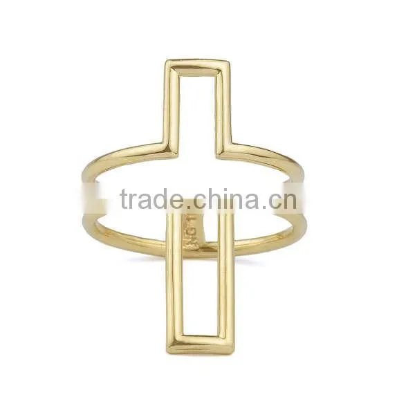 Xuanghuang Silver Jewelry Guangzhou Factory Silver Gold Plated Cross Ring photo-3