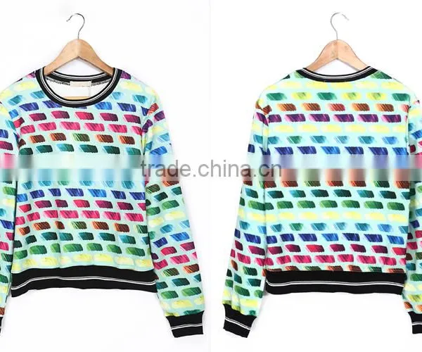 Crewneck Long Sleeve Printed T Shirt Custom Wholesale Ladies T Shirt 2017 photo-5