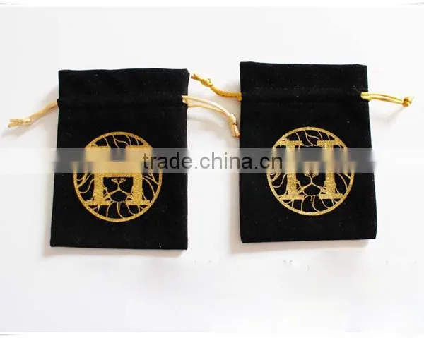 Cheap Wholesale Black Custom Velvet Drawstring Pouches With White Silk-screen Logo Printed photo-6
