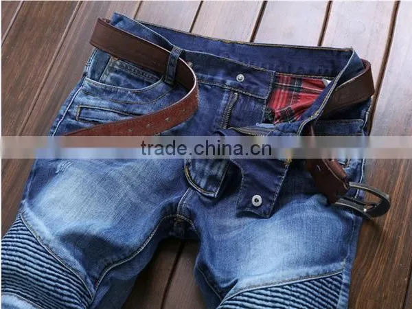 Pleated Men Denim Jeans Pants Famous Brand Washed Ripped Jeans Fashion Designer Biker Jeans Straight Slim Hole Pants photo-4