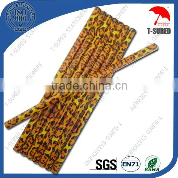 Leopard Pattern Plastic Film Wooden HB Pencils