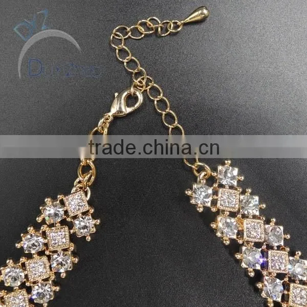 Gold Plated Wholesale Alloy Necklace Jewelry With Crystal Stone photo-3