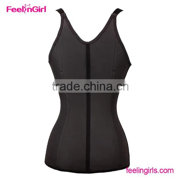 FeelinGirl Black Underbust Waist Cincher Latex Waist Cincher Trainer Vest photo-3