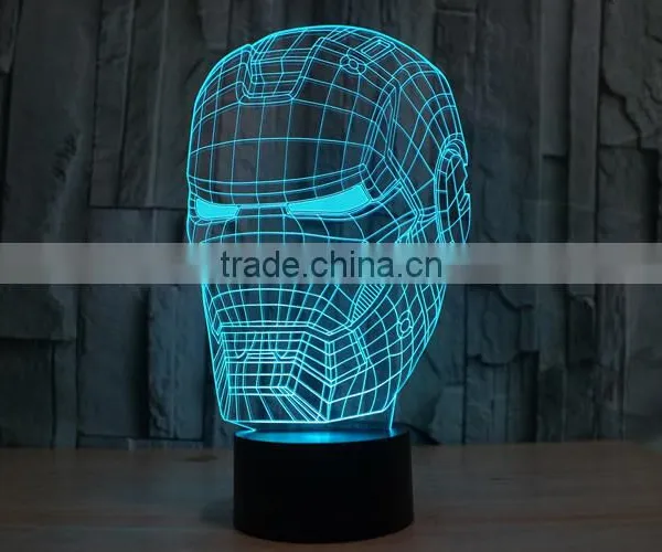 IRON MAN Shape Skull 3d Illusion Lamps Acrylic Indoor USB + Battery Operated Decorative Led Night Light photo-3