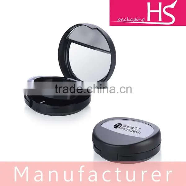 Distinctive Design Empty Black Cosmetic Powder Containers With Mirror